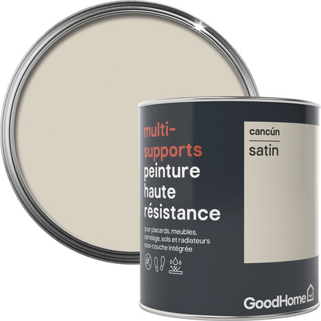 Peinture haute résistance multi-supports acrylique satin beige Cancún 0,75 L - GoodHome - Brico Dépôt