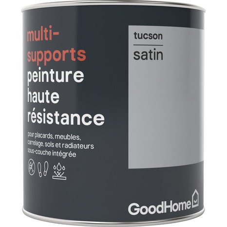 Peinture haute résistance multi-supports acrylique satin gris Tucson 0,75 L - GoodHome - Brico Dépôt