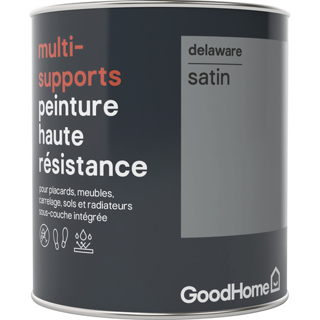 Peinture haute résistance multi-supports acrylique satin gris Delaware 0,75 L - GoodHome - Brico Dépôt