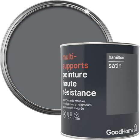Peinture haute résistance multi-supports acrylique satin noir Hamilton 0,75 L - GoodHome - Brico Dépôt