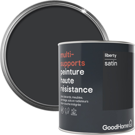 Peinture haute résistance multi-supports acrylique satin noir Liberty 0,75 L - GoodHome - Brico Dépôt