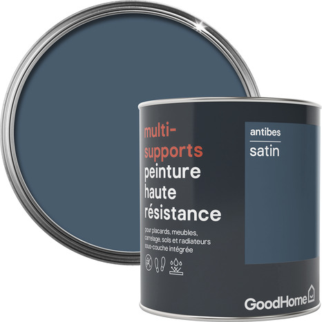 Peinture haute résistance multi-supports acrylique satin bleu Antibes 0,75 L - GoodHome - Brico Dépôt