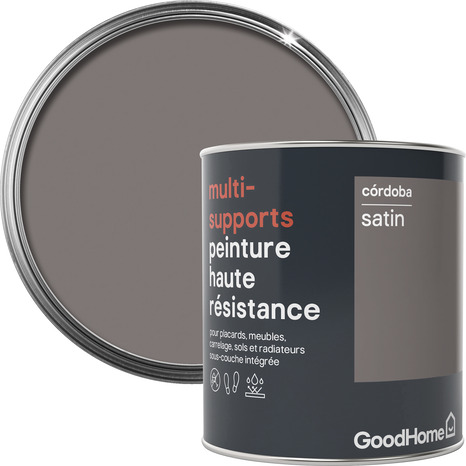 Peinture haute résistance multi-supports acrylique satin marron Córdoba 0,75 L - GoodHome - Brico Dépôt