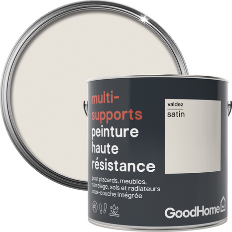 Peinture haute résistance multi-supports acrylique satin blanc cassé Valdez 2 L - GoodHome - Brico Dépôt