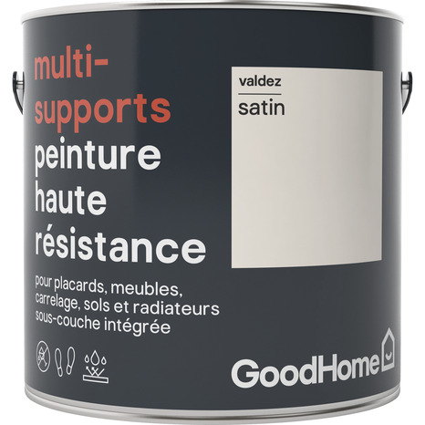 Peinture haute résistance multi-supports acrylique satin blanc cassé Valdez 2 L - GoodHome - Brico Dépôt