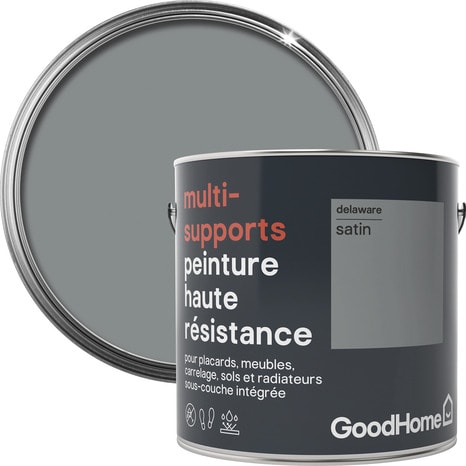 Peinture haute résistance multi-supports acrylique satin gris Delaware 2 L - GoodHome - Brico Dépôt
