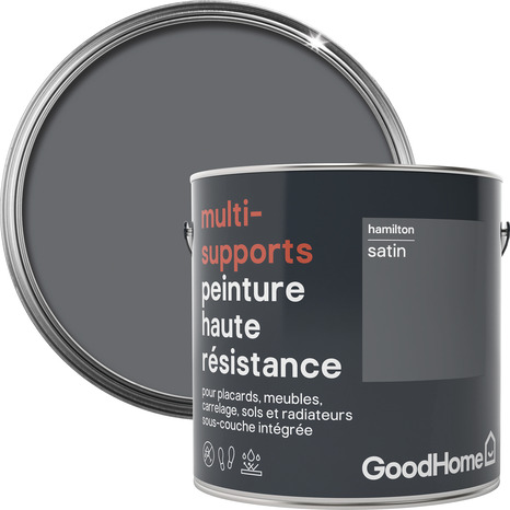 Peinture haute résistance multi-supports acrylique satin gris Hamilton 2 L - GoodHome - Brico Dépôt