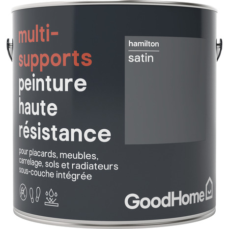 Peinture haute résistance multi-supports acrylique satin gris Hamilton 2 L - GoodHome - Brico Dépôt