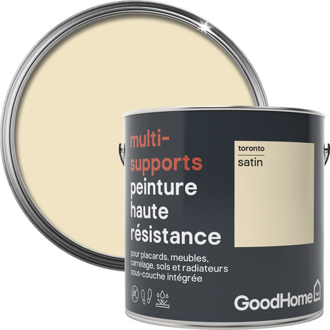Peinture haute résistance multi-supports acrylique satin blanc cassé Toronto 2 L - GoodHome - Brico Dépôt