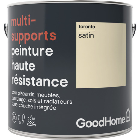 Peinture haute résistance multi-supports acrylique satin blanc cassé Toronto 2 L - GoodHome - Brico Dépôt