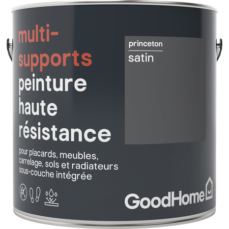Peinture haute résistance multi-supports acrylique satin gris Princeton 2 L - GoodHome - Brico Dépôt