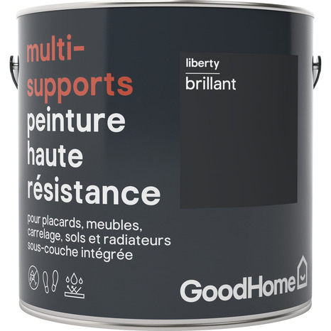 Peinture haute résistance multi-supports acrylique brillant noir Liberty 2 L - GoodHome - Brico Dépôt