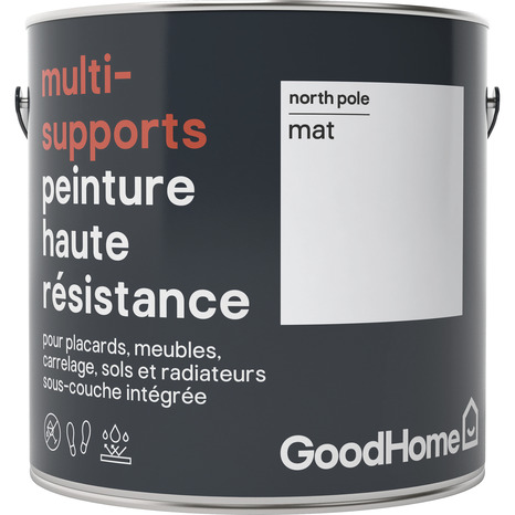 Peinture haute résistance multi-supports acrylique mat blanc North Pole 2 L - GoodHome - Brico Dépôt