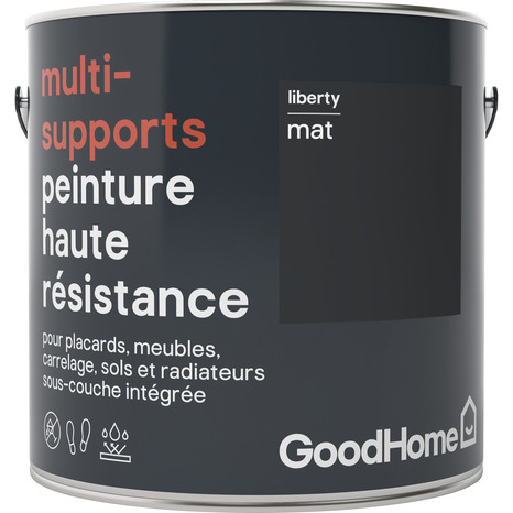 Peinture haute résistance multi-supports acrylique mat noir Liberty 2 L - GoodHome - Brico Dépôt