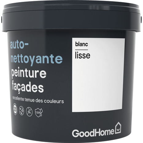 Peinture façade autonettoyante Prenium Blanc mat 5L - GoodHome - Brico Dépôt