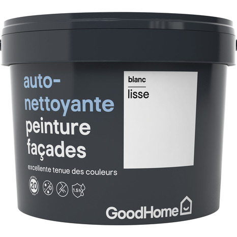 Peinture façade autonettoyante Prenium Blanc mat 10L - GoodHome - Brico Dépôt