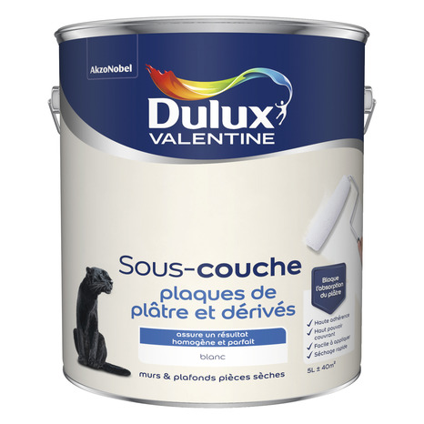 Sous-couche plaques de plâtre blanc 5 L - Dulux Valentine - Brico Dépôt