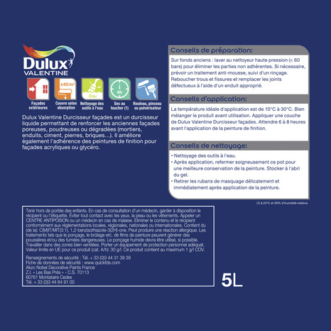 Durcisseur pour façade blanc Dulux - 5 L - Dulux Valentine - Brico Dépôt