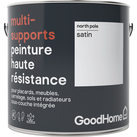 Peinture haute résistance multi-supports acrylique satin blanc North Pole 2 L - GoodHome - Brico Dépôt