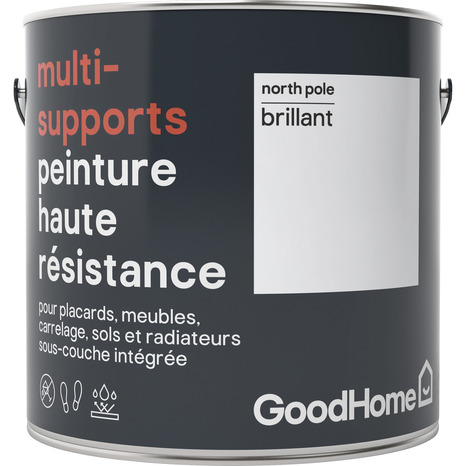 Peinture haute résistance multi-supports acrylique brillant blanc North Pole 2 L - GoodHome - Brico Dépôt