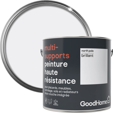 Peinture haute résistance multi-supports acrylique brillant blanc North Pole 2 L - GoodHome - Brico Dépôt