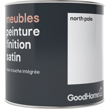 Peinture de rénovation meubles acrylique satin blanc North Pole 0,5 L - GoodHome - Brico Dépôt
