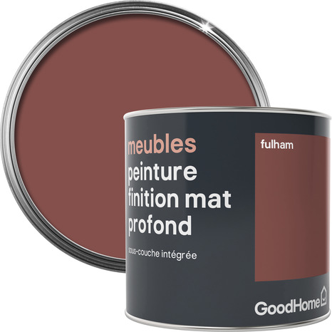 Peinture de rénovation meubles acrylique mat profond rouge Fulham 0,5 L - GoodHome - Brico Dépôt