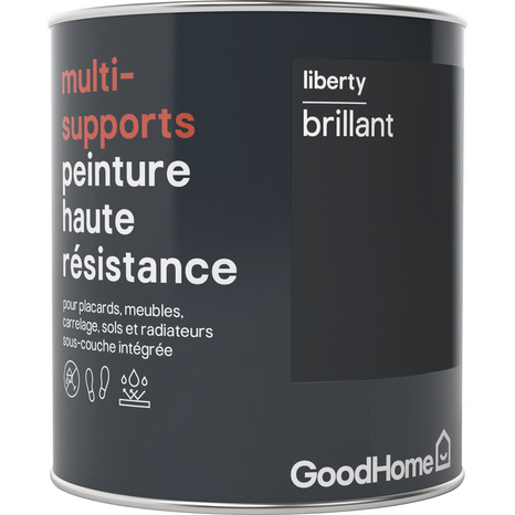 Peinture haute résistance multi-supports acrylique brillant noir Liberty 0,75 L - GoodHome - Brico Dépôt