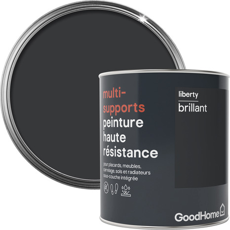 Peinture haute résistance multi-supports acrylique brillant noir Liberty 0,75 L - GoodHome - Brico Dépôt