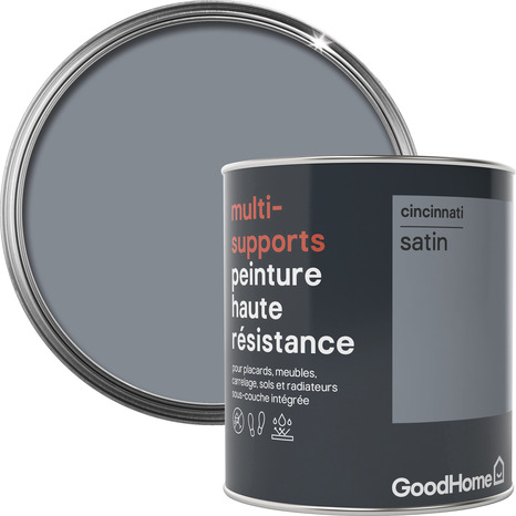 Peinture haute résistance multi-supports acrylique satin gris Cincinatti 0,75 L - GoodHome - Brico Dépôt