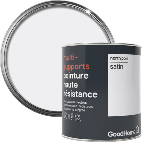 Peinture haute résistance multi-supports acrylique satin blanc North Pole 0,75 L - GoodHome - Brico Dépôt