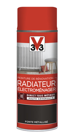 Aérosol de peinture de rénovation radiateur et électroménager acrylique métallisé fonte 400 ml - V33 - Brico Dépôt