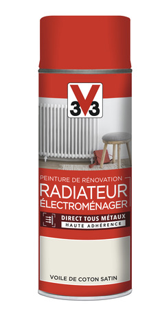 Aérosol de peinture de rénovation radiateur et électroménager acrylique satin voile de coton 400 ml - V33 - Brico Dépôt
