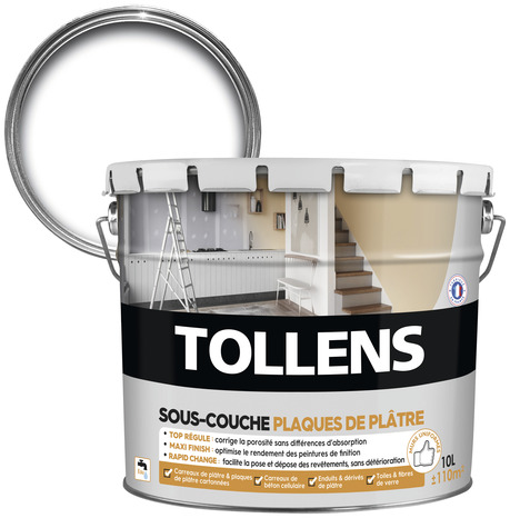 Sous-couche acrylique plaque de plâtre blanc 10 L - Tollens - Brico Dépôt