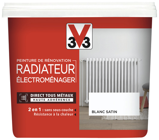 Peinture de rénovation radiateur et électroménager acrylique satin blanc 0,75 L - V33 - Brico Dépôt