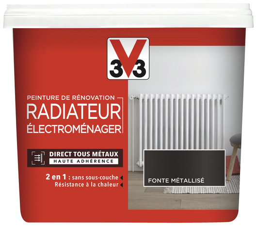 Peinture de rénovation radiateur et électroménager acrylique métallisé fonte 0,75 L - V33 - Brico Dépôt