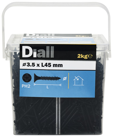 Vis plaque de plâtre noir 3,5 x 45 mm - 2 kg - Diall - Brico Dépôt