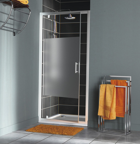 Porte de douche pivotante "Onega" l. 90 cm en verre aspect dépoli - Cooke and Lewis - Brico Dépôt