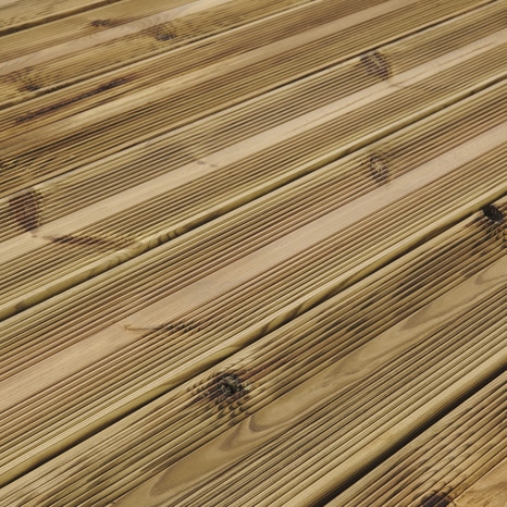 Lame de terrasse en pin "Lemhi" C4 - Vert - L. 240 x l. 14,4 cm, ép. 27 mm - GoodHome - Brico Dépôt