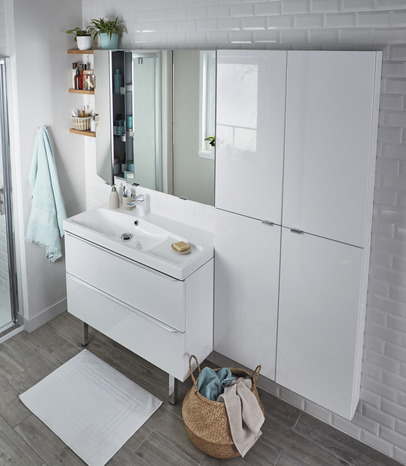 Armoire de salle de bains blanc Imandra L.80 x H.90 x P.15 cm - GoodHome - Brico Dépôt