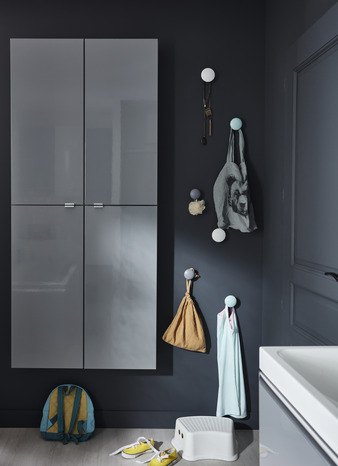 Armoire de salle de bains grise Imandra L.40 x H.90 x P.15 cm - GoodHome - Brico Dépôt