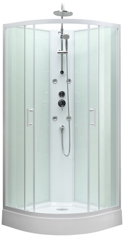 Cabine de douche hydromassante "Onega" - Blanc - L. 85 x l. 85 x H. 225 cm - GoodHome - Brico Dépôt