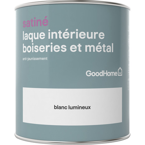 Peinture boiseries et métal intérieure Satin Blanc Lumineux 0.75 L - GoodHome - Brico Dépôt