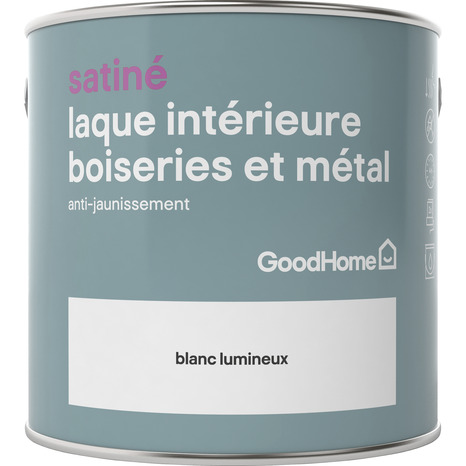 Peinture bois et métal intérieure glycéro Satin Blanc Lumineux 2.5 L - GoodHome - Brico Dépôt