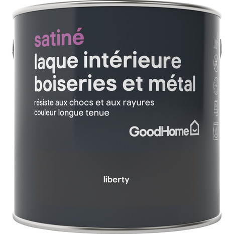 Peinture boiseries et métal intérieure Satin Noir Liberty 2.5 L - GoodHome - Brico Dépôt
