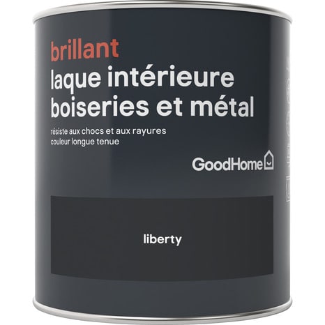 Peinture boiseries et métal intérieure Noir brillant Liberty 0.75 L - GoodHome - Brico Dépôt