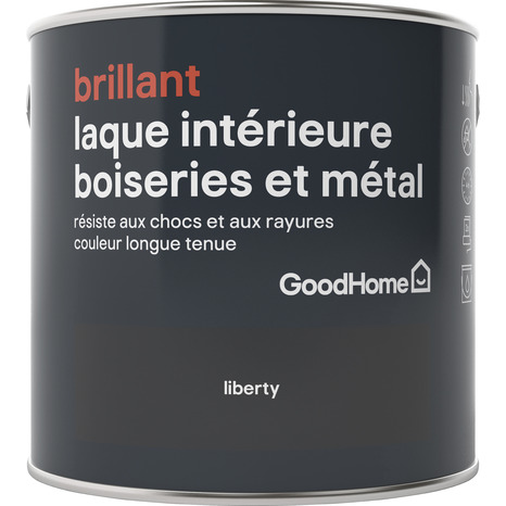 Peinture boiseries et métal intérieure Noir brillant Liberty 2.5 L - GoodHome - Brico Dépôt
