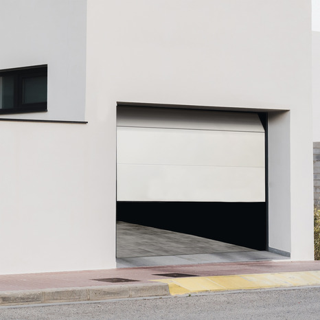 Porte de garage sectionnelle motorisée H. 200 cm l. 300 cm blanche - GoodHome - Brico Dépôt