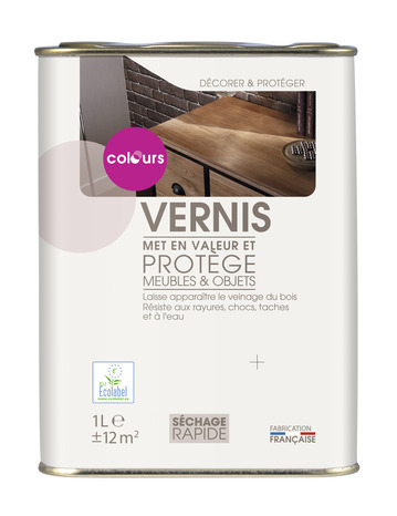 Vernis incolore mat 1 L pour Meubles et Boiseries intérieures - Colours - Brico Dépôt