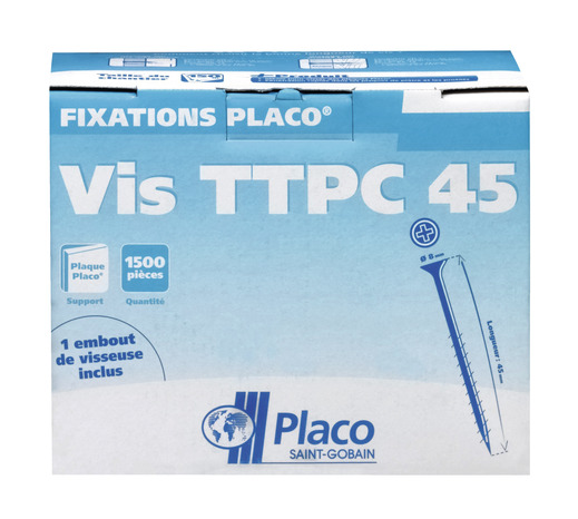 Vis plaque de plâtre TTPC 45 8 x 45 mm - 500 pièces - Placoplâtre - Brico Dépôt
